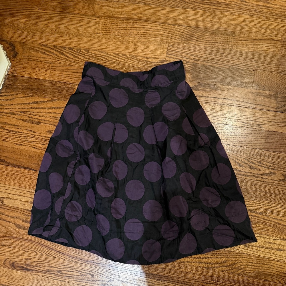 Size 6 Black with Purple Polka Dots Skirt